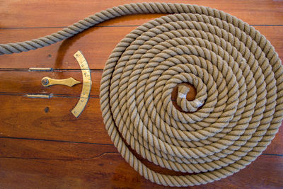 Close-up of rope on table