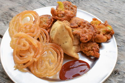 Close-up of food in plate on table