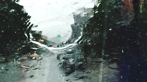 Close-up of water drops on glass