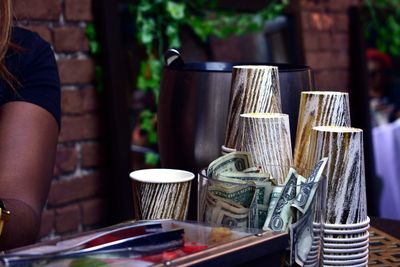 Close-up of tea cup on table