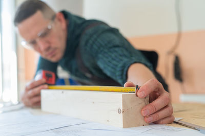 Man working at table