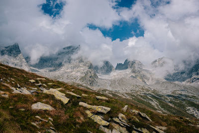 Scenic view of mountains against sky