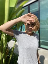 Low section of woman standing outdoors