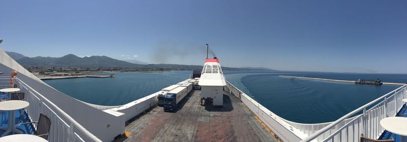 Panoramic view of sea against blue sky