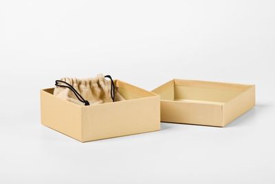 Close-up of box over white background