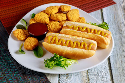 High angle view of meal served in plate