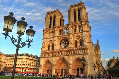 Cloudy sky above notre dame cathedral