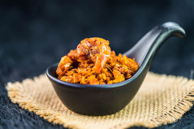 Close-up of food in bowl on table