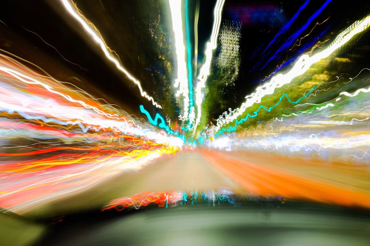 LIGHT TRAILS ON ROAD