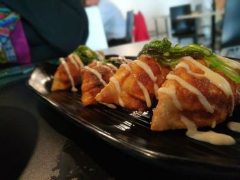 Close-up of food in plate on table