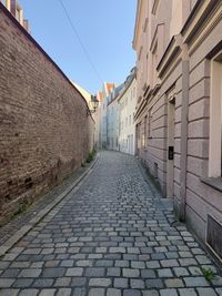 Empty alley amidst buildings in city