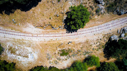 High angle view of railroad track