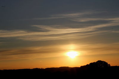 Scenic view of silhouette landscape against sky during sunset