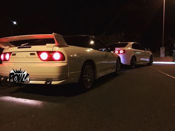 Cars moving on road at night