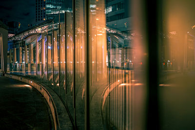 High angle view of illuminated subway