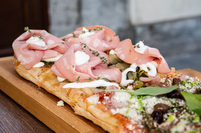 Close-up of food on cutting board