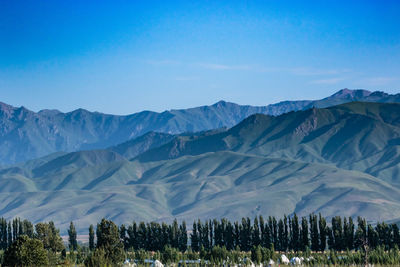 Scenic view of mountains against clear sky