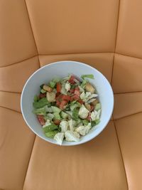 High angle view of meal served in bowl