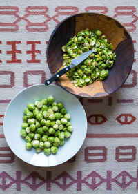 High angle view of food in plate on table