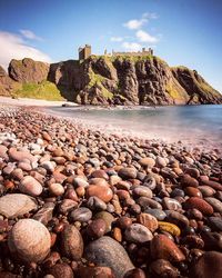 Surface level of rocks on beach