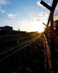 Railroad track at sunset