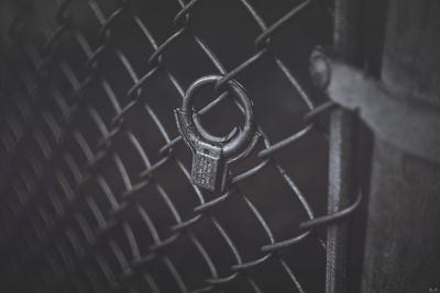 Close-up of lock on chainlink fence