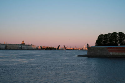 View of bridge over river against clear sky