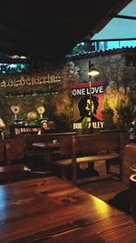 View of empty chairs and table in restaurant