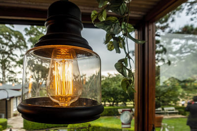 Close-up of illuminated energy-efficient led light bulb