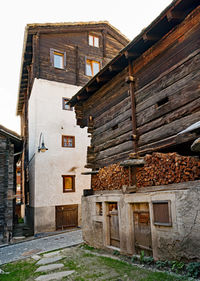 Low angle view of old building against sky