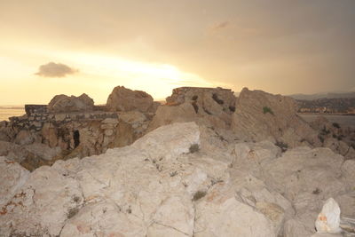 Rock formations at sunset