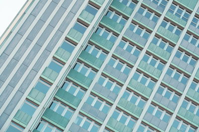 Low angle view of modern glass building in city