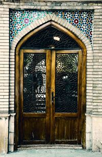 Closed door of old building