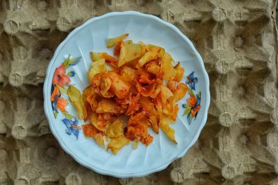High angle view of meal served in plate