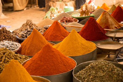 Several colorfull spices as seen om the markets of morocco