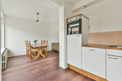 Interior of modern kitchen and living room