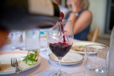 Close-up of beer glass on table