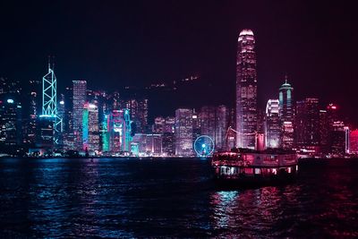 Illuminated city at night