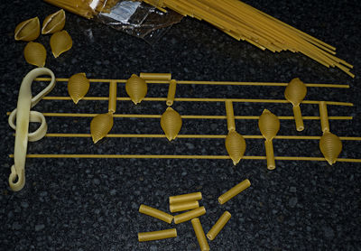 High angle view of food on table