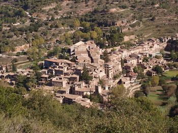 High angle view of buildings in city