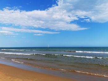 Scenic view of beach against sky