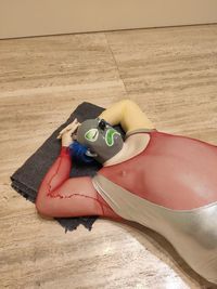 High angle view of hat on sand at beach