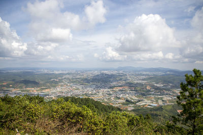 Aerial view of townscape against sky