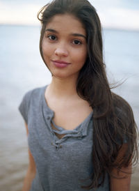 Close-up portrait of beautiful young woman