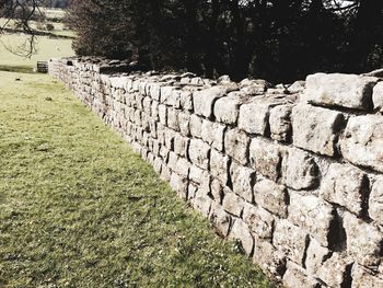 Footpath leading to stone wall