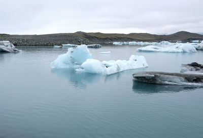 Scenic view of frozen lake against sky