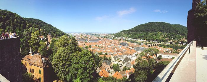 High angle view of townscape against sky