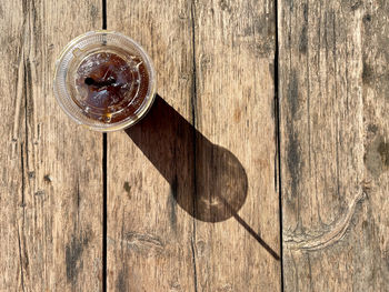 High angle view of drink on table