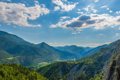 Scenic view of mountains against sky