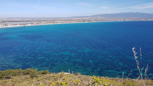 High angle view of sea against sky